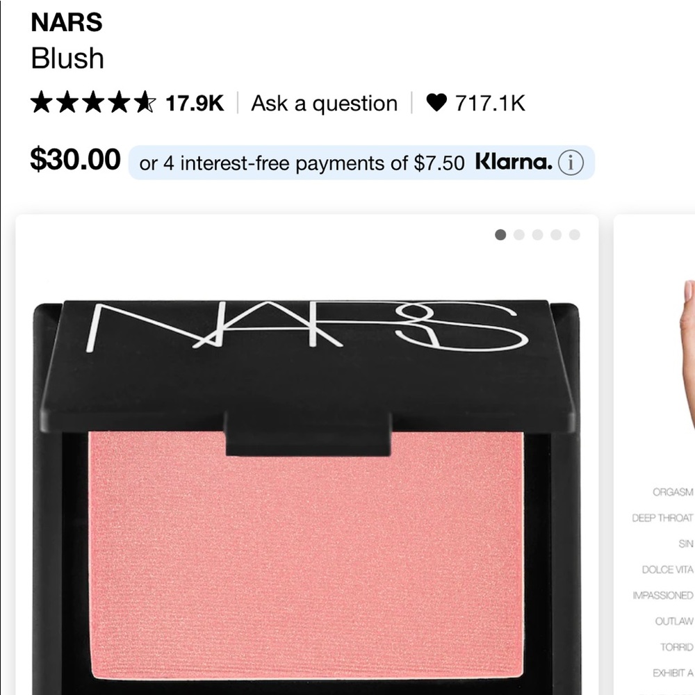 NARS Orgasm Blush NWT